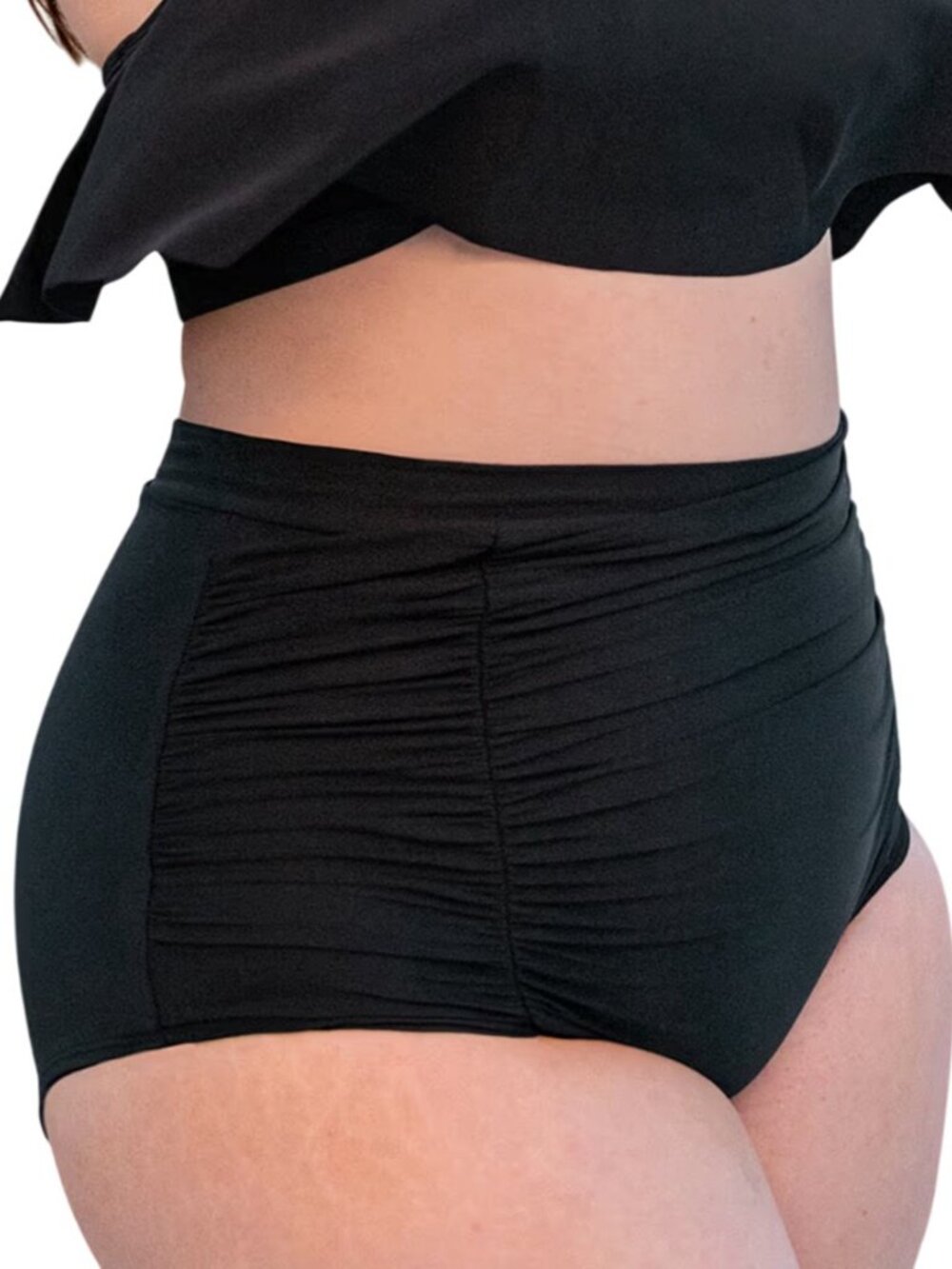 Shapermint Empetua High-Waisted Control Bikini Bottom Black Sz XXL  81068